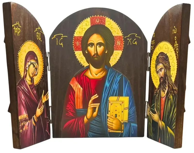 Deizis - Hristos, Bogorodica i Sveti Jovan Krstitelj (rustična krila)