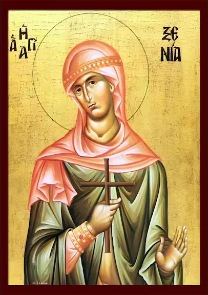 Saint Xenia of Saint Petersburg (gold background)