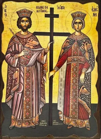 Sveti car Konstantin i carica Jelena (zlatna pozadina)