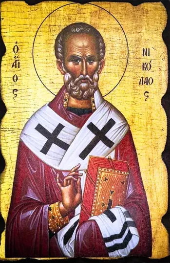 Saint Nicholas the Wonderworker (antiqued gold background)