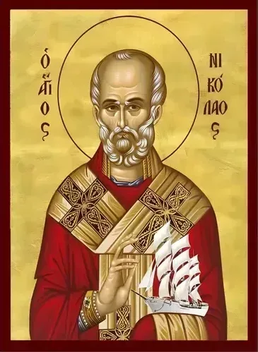 Saint Nicholas the Wonderworker (burgundy frame)