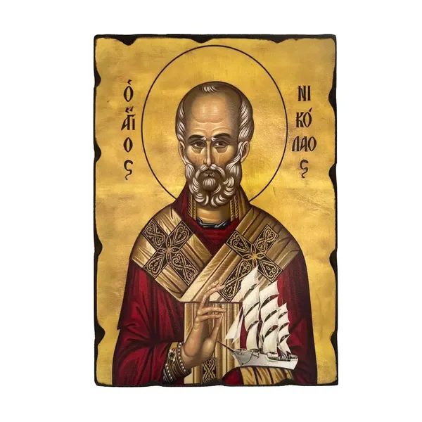 Sveti Nikola Čudotvorac (svetla zlatna podloga)