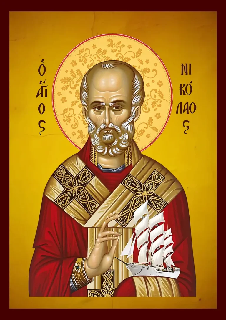 Pravoslavna ikona Svetog Nikole sa brodom – ručno rađena na drvetu
