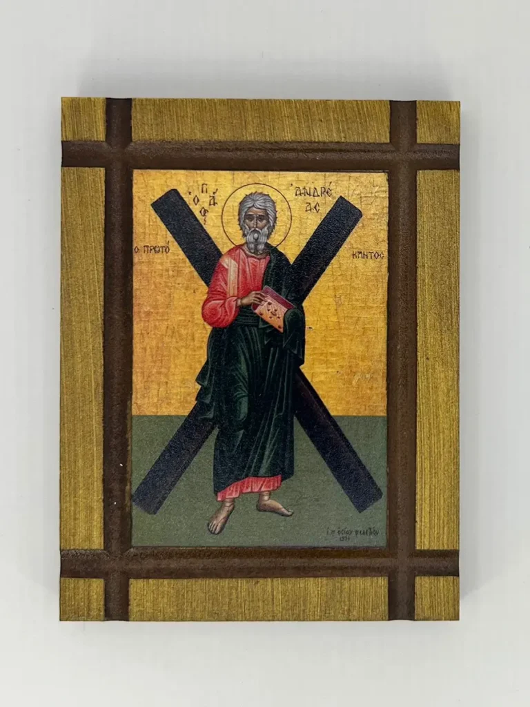 Pravoslavna ikona Sveti Andrej Prvozvani sa krstom u obliku slova X.